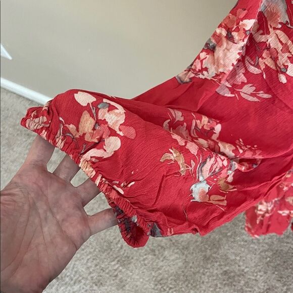 Torrid Crinkle Gauze Floral Red Voluminous Tiered Babydoll Dress Plus Size 6 NWT - Picture 6 of 13